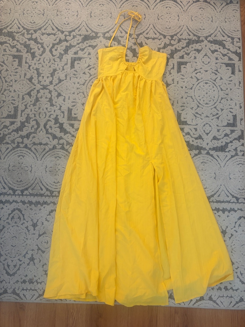 SHEIN Yellow Halter Maxi Dress